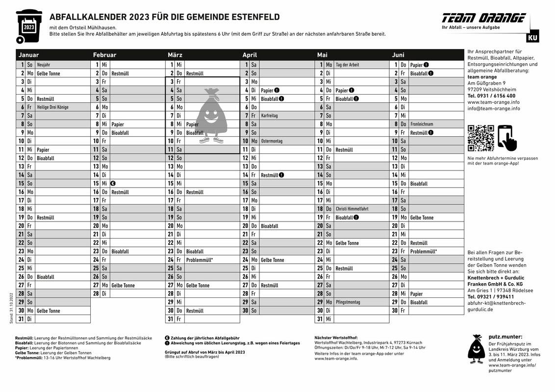 Abfallkalender 2023 Estenfeld